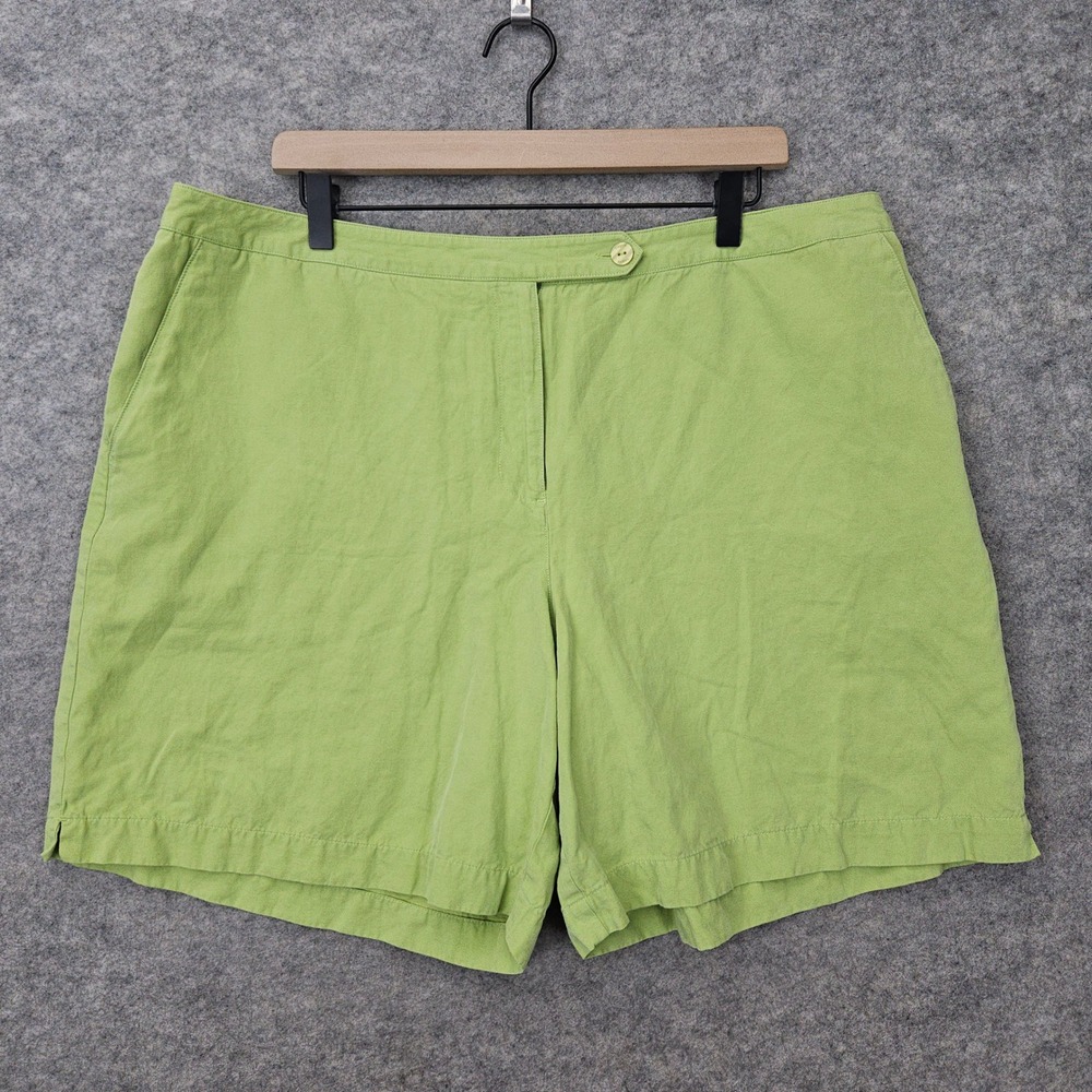 Lizgolf Shorts Women's Green 18 Silk Cotton Linen Blend Preppy Classic Luxury